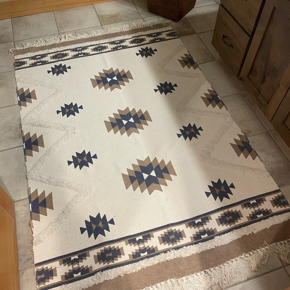 Blue and Brown Aztec Rug - Picture 4 of 7